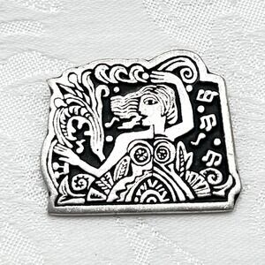 Vintage Rare ALICE SEELY Cleopatra's Comb 2000 Pewter Pin Brooch